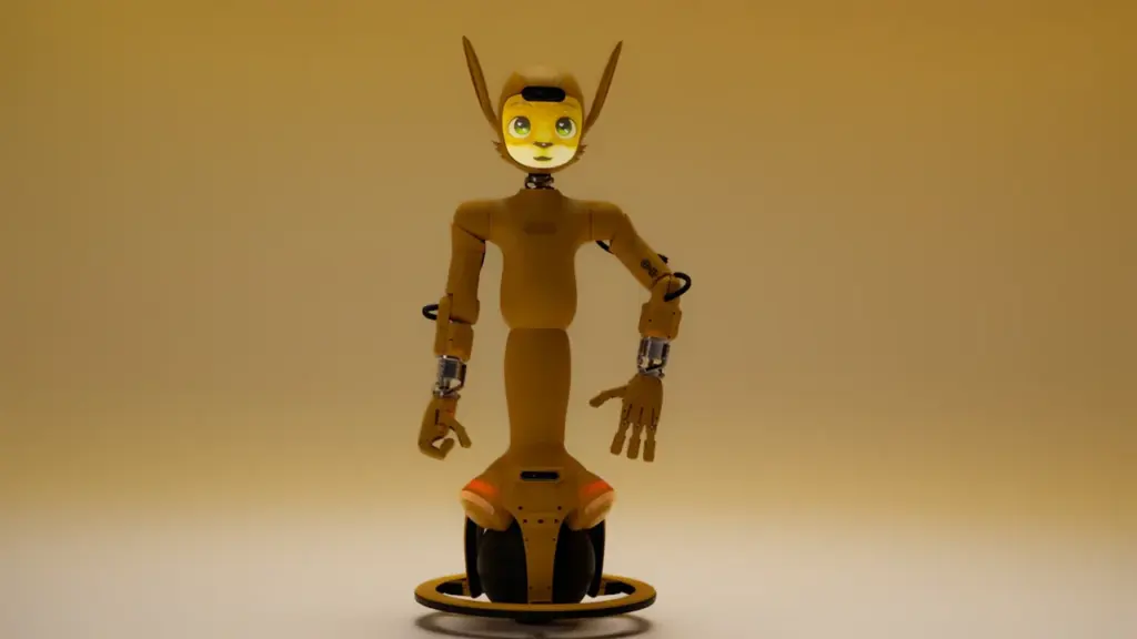 Un robot jaune futuriste avec des yeux lumineux symbolisant les avancées technologiques modernes.