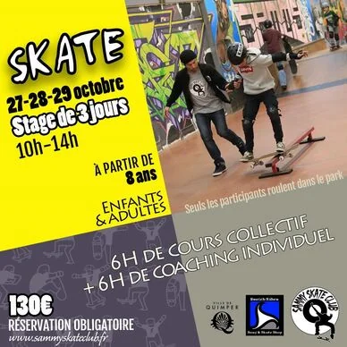 Skate à Quimper : un stage de 3 jours pour les 8 ans et plus